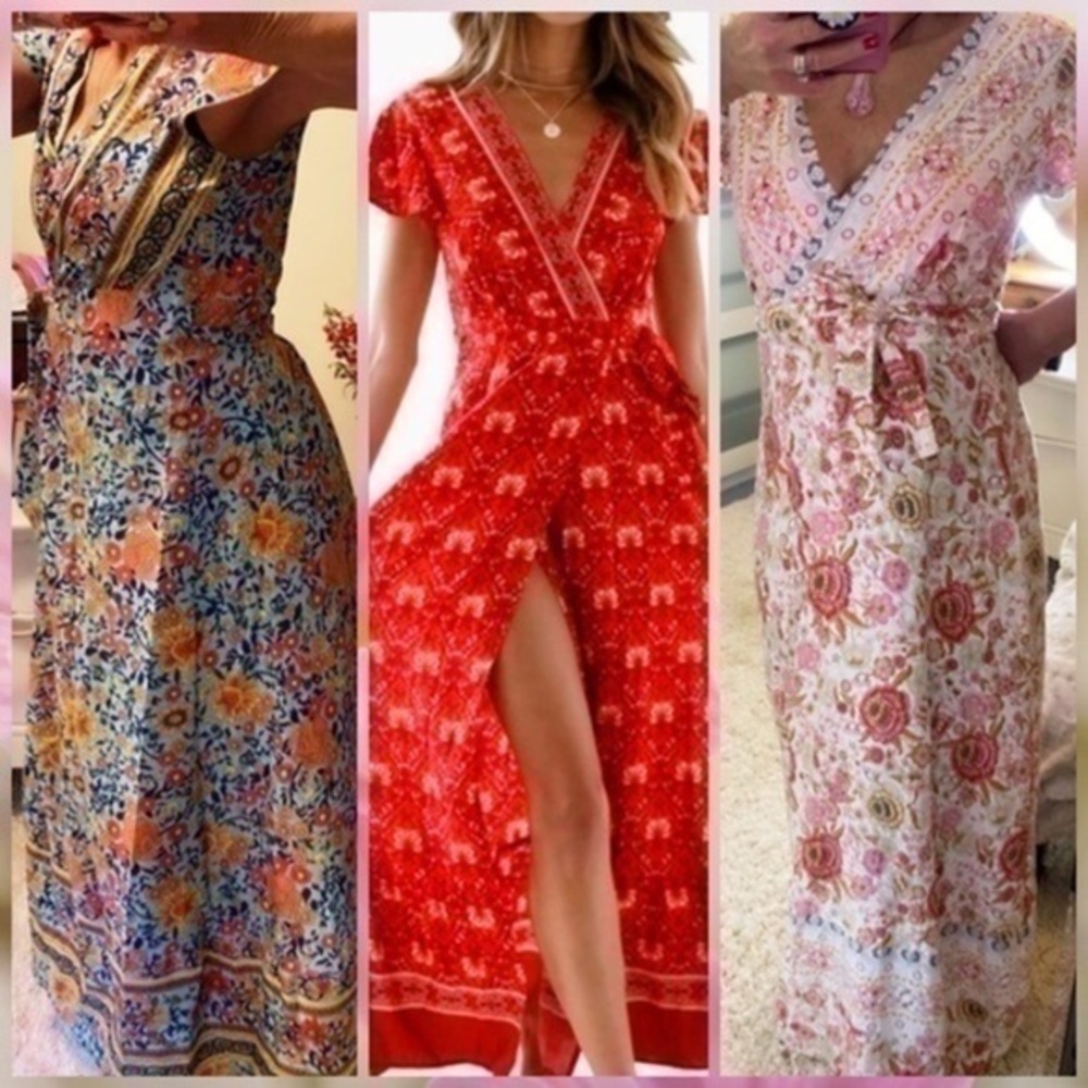 BUNDLE OF 3 BEACH WRAP MAXI DRESSES / GYPSY COVERUP S